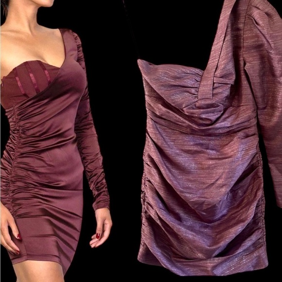 Purple Metallic Asymmetrical Dress | size XS - Picture 1 of 5